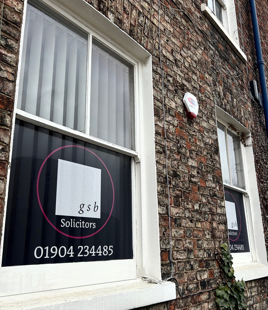 Our team has been busy designing and installing eye-catching window graphics for GSB Solicitors, adding privacy and a polished finish!  At Andrews Signs, we handle it all—design, craft, and installation. Call us at 01904 658322 to bring your vision to life! #SignageSolutions