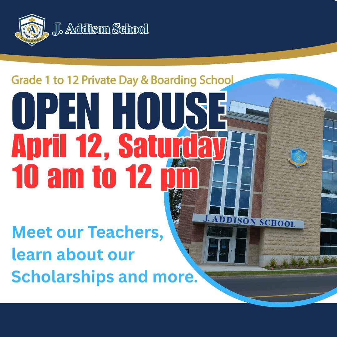 📷 Join Us for J. Addison School's Open House! 📷📷
Learn about our academic programs &amp; scholarship opportunities! 
jaddisonschool.com/open-house/
