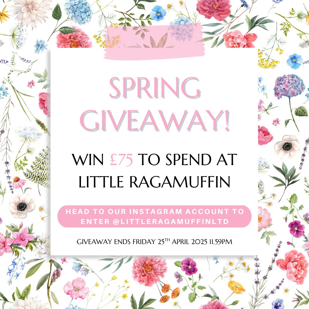LRagamuffin's tweet image. 🌼🎉 SPRING GIVEAWAY! 🎉🌼 Win £75 shop credit at Little Ragamuffin! 🎈✨ To enter, head to our IG 👉 instagram.com/littleragamuff… , follow us, like the post, and tag a friend! Ends 25th April 2025. Don’t miss out! 🌈💖 #LittleRagamuffin #SpringGiveaway #KidsDecor