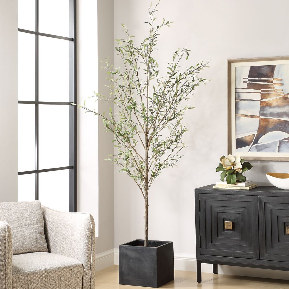 Did you know we have an extensive offering of faux florals &amp; greens? 
Our newest Abundance Potted Olive Tree is a showstopper with its life-like spray foliage, faux soil, and contemporary concrete pot. 
Shop the full details here - l8r.it/Dqi1