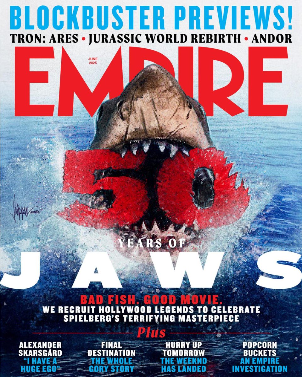 The ultimate summer blockbuster turns 50 🦈
 
Empire’s 50 Years Of Jaws issue pays tribute to Steven Spielberg’s terrifying masterpiece – with Hollywood legends and contemporary greats celebrating the film’s legacy. On sale 10 April.
 
READ MORE: empireonline.com/movies/news/ja…