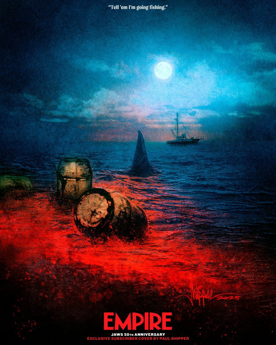 Empire (@empiremagazine) on Twitter photo This month’s subscriber cover pays tribute to 50 Years Of Jaws, illustrated by <a href="/PaulShipper/">Paul Shipper 🎨</a> – an evocative portrait of the shark swimming ominously towards the Orca.
READ MORE: empireonline.com/movies/news/ja… This month’s subscriber cover pays tribute to 50 Years Of Jaws, illustrated by <a href="/PaulShipper/">Paul Shipper 🎨</a> – an evocative portrait of the shark swimming ominously towards the Orca.
READ MORE: empireonline.com/movies/news/ja…