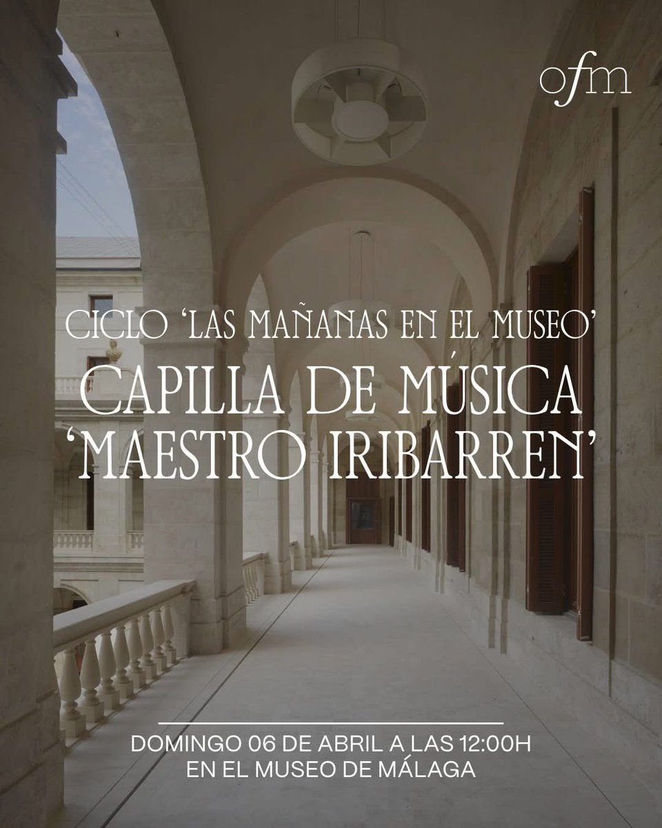 Área Cultura y Patrimonio Histórico de Málaga (@culturamalaga) on Twitter photo 🎼 La <a href="/filarmonimalaga/">Filarmónica Málaga</a> y la Capilla de Música ‘Maestro Iribarren’ ofrecerán el próximo domingo, a las 12:00 h, un nuevo concierto del ciclo ‘Las Mañanas en el Museo’ en el <a href="/Museo_Malaga/">Museo de Málaga</a>. El recital tiene entrada libre hasta completar aforo. 🎼 La <a href="/filarmonimalaga/">Filarmónica Málaga</a> y la Capilla de Música ‘Maestro Iribarren’ ofrecerán el próximo domingo, a las 12:00 h, un nuevo concierto del ciclo ‘Las Mañanas en el Museo’ en el <a href="/Museo_Malaga/">Museo de Málaga</a>. El recital tiene entrada libre hasta completar aforo.
