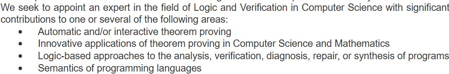 🚨 Join <a href="/TU_Muenchen/">TU München</a> 's School of CIT! We're hiring: 
📷 W3 Associate/Full Professor in Logic and Verification in Computer Science
🗓️May 31, 2025
🔗 Details: portal.mytum.de/jobs/professur…

#TUM #FacultyJobs <a href="/csfacultyjobs/">CS Faculty Jobs</a>