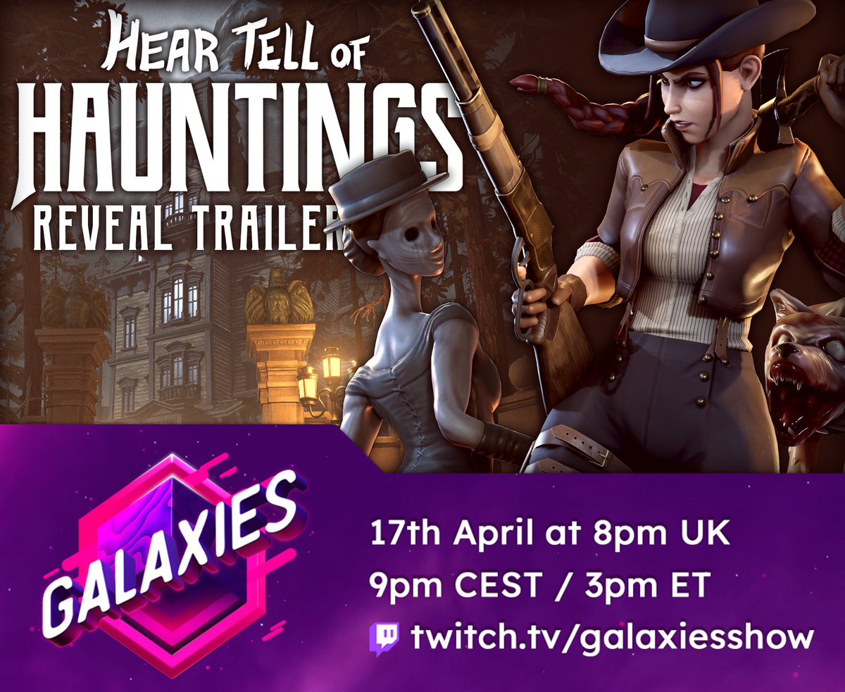 sean_gause's tweet photo. Excited to announce that I'll be participating in the #GalaxiesShow alongside studios like @remedygames and @Konami!

If you want to see the reveal trailer for Hear Tell of Hauntings, it'll debut live on April 17th!