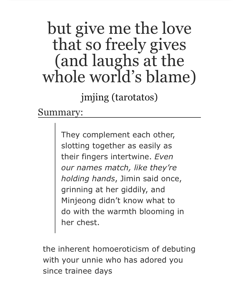 jmjing__'s tweet photo. but give me the love that so freely gives
-jmj
-explicit
-14.7k
-canon compliant

link in replies <3 https://t.co/JDBxeDtRQF