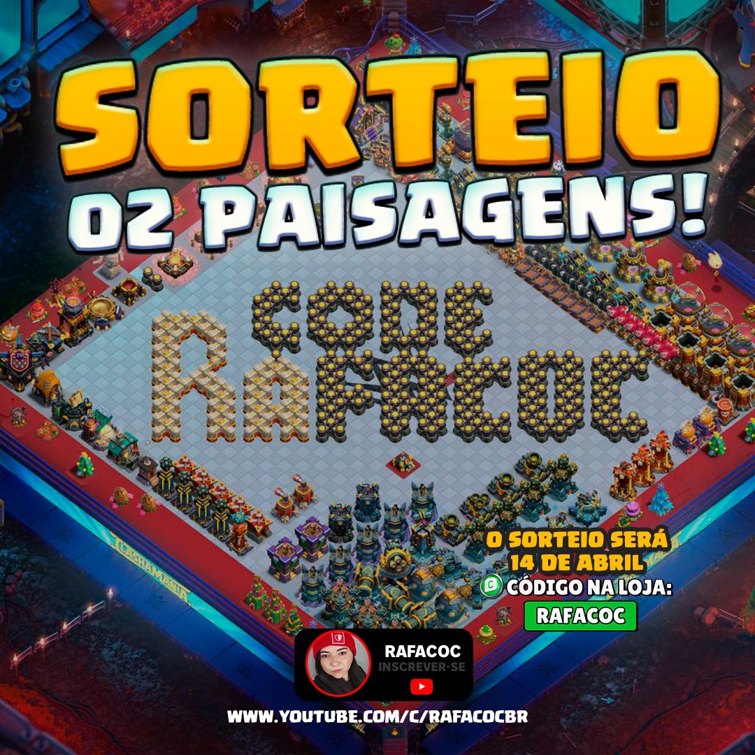 RAFACOC YT (@rafacocbr) on Twitter photo Sorteio de 2x Paisagens ClashAmania
01x será sorteada no meu Insta e 01x será aqui no meu X (Twitter)
Regras:
✅Seguir:
<a href="/rafacocbr/">RAFACOC YT</a>
📷 Rt esse post
📷 Ser inscrito no meu canal no YouTube
youtube.com/@RAFACOCBR
Sorteio será no dia 14/04 e postarei no story os vencedores Sorteio de 2x Paisagens ClashAmania
01x será sorteada no meu Insta e 01x será aqui no meu X (Twitter)
Regras:
✅Seguir:
<a href="/rafacocbr/">RAFACOC YT</a>
📷 Rt esse post
📷 Ser inscrito no meu canal no YouTube
youtube.com/@RAFACOCBR
Sorteio será no dia 14/04 e postarei no story os vencedores