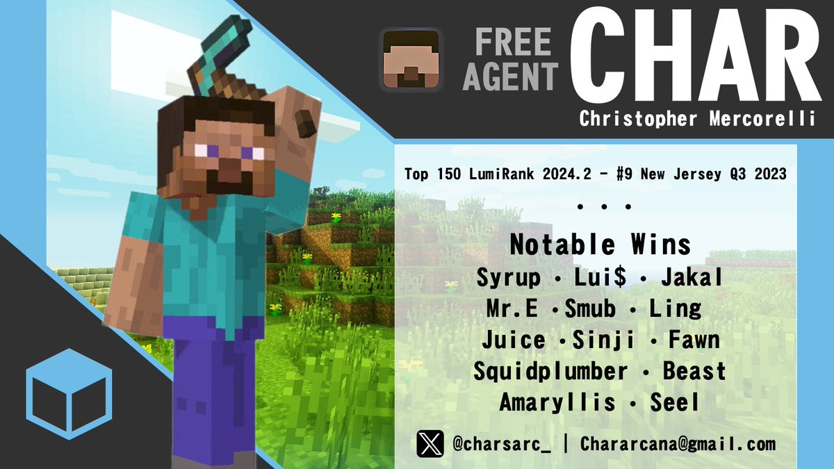 charsarc_'s tweet image. Hi! I’m currently a newcomer to the rankings and also worth 50 points.
If any tos want me for tournaments or any team is open to having me my twitter dms are open! I want to do so much more with this game.