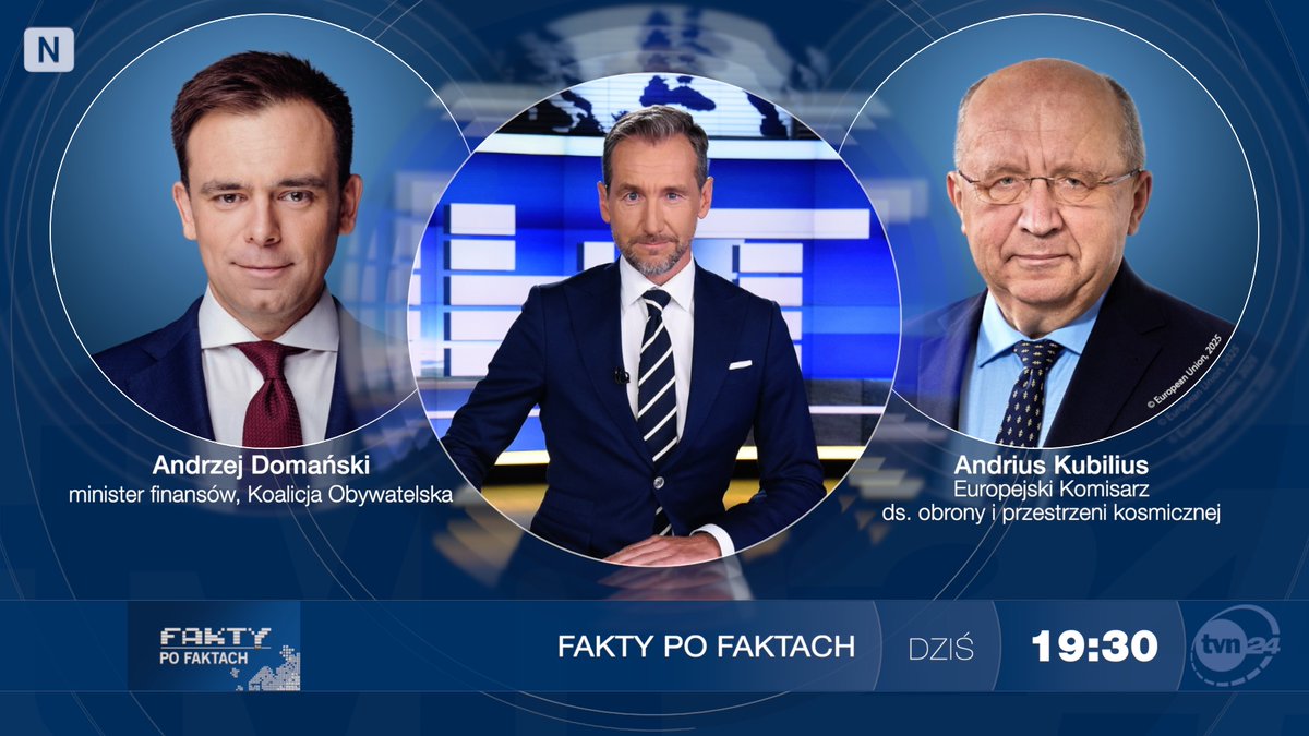 Fakty po Faktach (@faktypofaktach) on Twitter photo Dzisiejszymi gośćmi Piotra Kraśki w <a href="/faktypofaktach/">Fakty po Faktach</a> będą: Andrzej Domański <a href="/Domanski_Andrz/">Andrzej Domański</a> - Minister Finansów z <a href="/ko_klub/">Koalicja Obywatelska 🇵🇱✌️</a>, a później <a href="/AndriusKubilius/">Andrius Kubilius</a> - Europejski Komisarz ds. obrony i przestrzeni kosmicznej. Zapraszamy o godz. 19.30 do <a href="/tvn24/">tvn24</a> i #TVN24GO. Dzisiejszymi gośćmi Piotra Kraśki w <a href="/faktypofaktach/">Fakty po Faktach</a> będą: Andrzej Domański <a href="/Domanski_Andrz/">Andrzej Domański</a> - Minister Finansów z <a href="/ko_klub/">Koalicja Obywatelska 🇵🇱✌️</a>, a później <a href="/AndriusKubilius/">Andrius Kubilius</a> - Europejski Komisarz ds. obrony i przestrzeni kosmicznej. Zapraszamy o godz. 19.30 do <a href="/tvn24/">tvn24</a> i #TVN24GO.