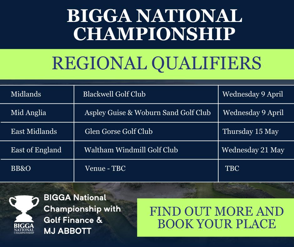 The BIGGA Central Region National Championship qualifiers will be held in each section on the following dates and venues. The winner from each event 🏆 will get a place to play in the BIGGA National Championship ⛳Booking and further info can be found on bigga.org.uk/event-listing.…