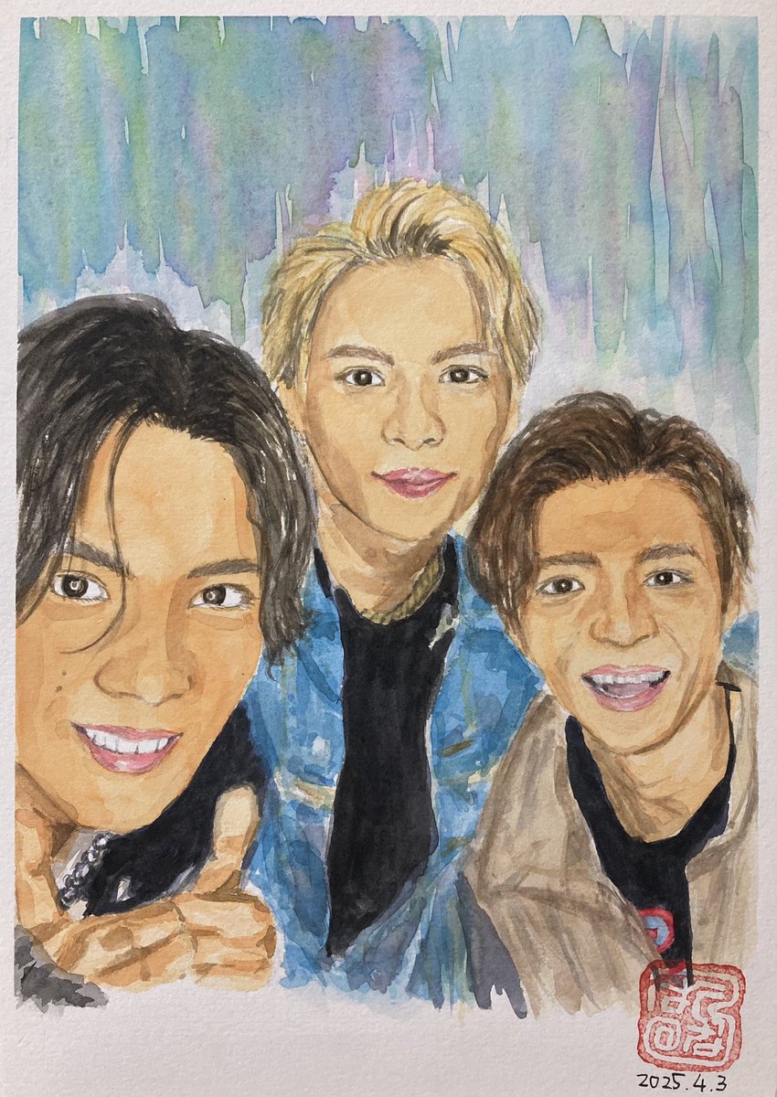 hanakuru's tweet photo. Number_i描いてみた その2
奥さんがNumber_iのファンなので奥さんの感想を楽しみにしてがんばって描いたものの反応激薄でモヤる
似てなくてガッカリしたのかも知れない
ファンの目は厳しいからなぁ
#number_i #平野紫耀 #神宮寺勇太 #岸優太 #描いてみた #イラスト #似顔絵 #fyp
#水彩画 #waterpaint https://t.co/wjKsHnPXLI