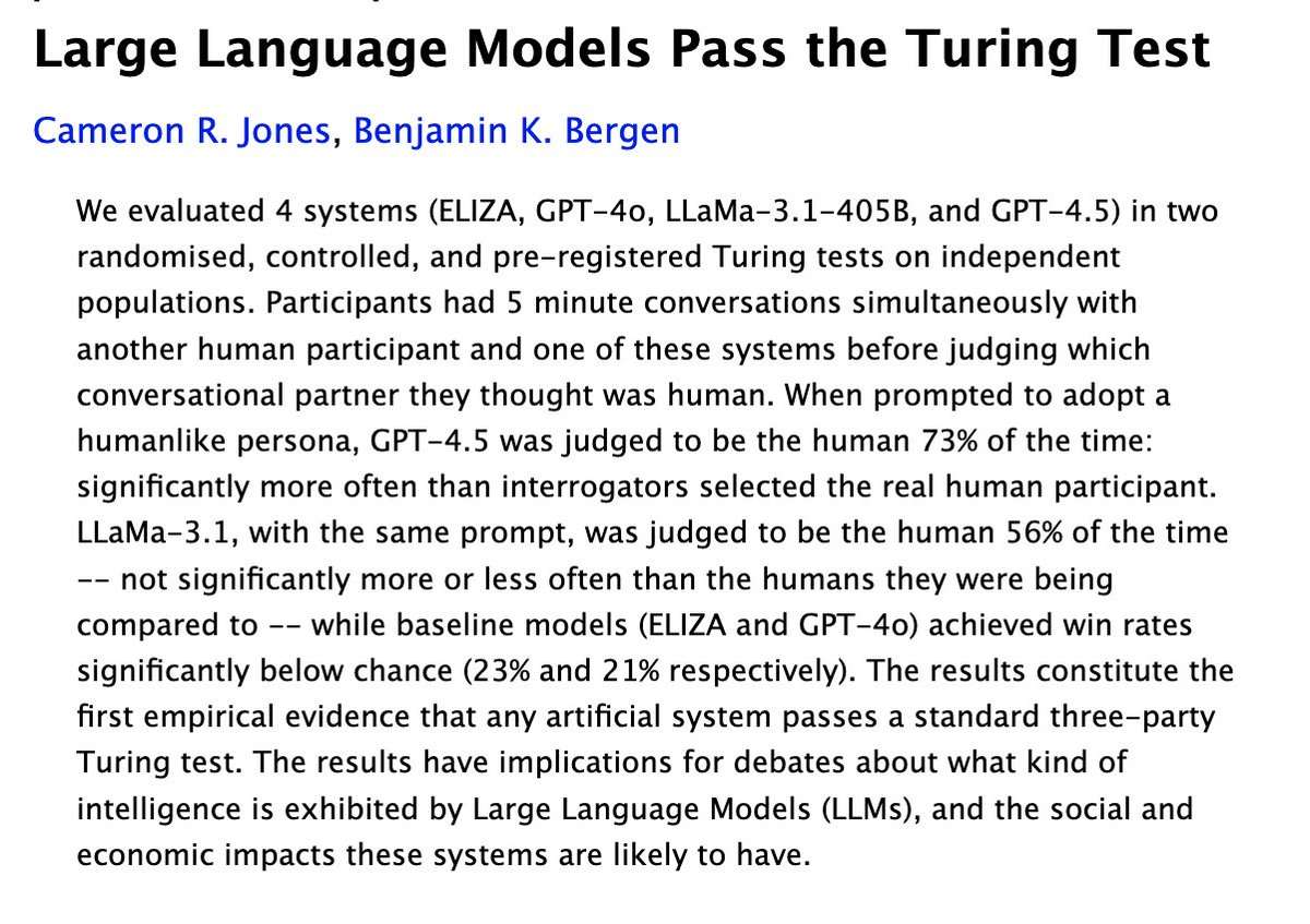 Step-by-step. At least for 5 minutes observations, the Turing Test has been passed. We should design Turing Tests for machine translation and speech translation. Probably my next goal.  

arxiv.org/abs/2503.23674