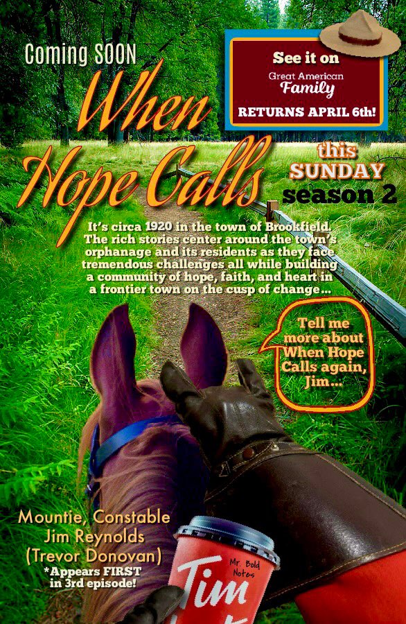 MistiB320592's tweet image. 🇨🇦‼️#WhenHopeCalls S2 1st PREMIERS TODAY on streaming service @PureFlix‼️🇨🇦🐴Mountie Jim (Trevor Donovan) from Clearwater STOPPED for coffee ☕️ &amp;amp; has been SPOTTED on the trail outside of BROOKFIELD for the @GAfamilyTV PREMIER Sun.,April 6th #DonoFANS #Hearties #Hopefuls🤘🇨🇦🐴💗