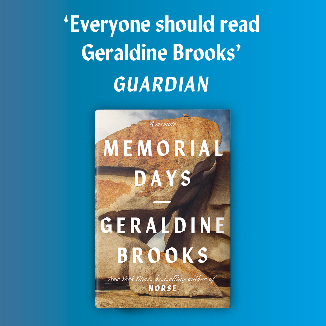 The brilliant #MemorialDays by <a href="/GeraldineBrooks/">Geraldine Brooks</a> is out today 💙

A heartrending and beautiful memoir of sudden loss and a journey to peace, from the bestselling, Pulitzer Prize-winning author of  Horse.

Available now in hardback, ebook and audio wherever you get your books 📚