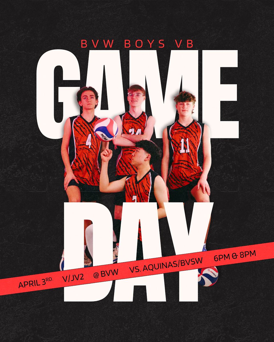 GAME DAY‼️

🗓️ April 3
🐾 V/JV2
📍 BVW
⏰ 6pm/8pm
🆚 Aquinas/BVSW

#bvwbvb🏐 #gojags🐾