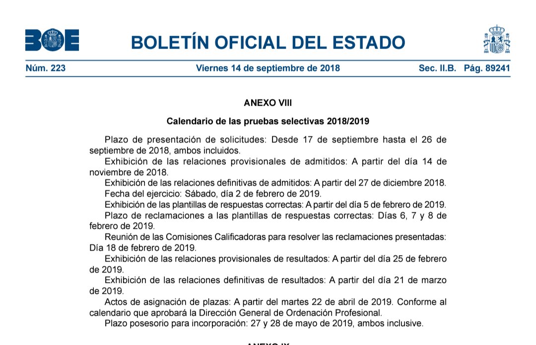 MElenaEsteban's tweet photo. @sanidadgob Hasta el 2018 la convocatoria de septiembre incluía un calendario en el que se contemplaban todas las fases del proceso, ¿por qué no puedes volver a publicarse así? https://t.co/lfv5R11CMn