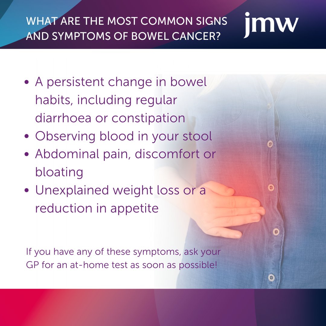 This month is #BowelCancerAwarenessMonth! It's a perfect opportunity to learn more about the symptoms of this disease, as the earlier #bowelcancer is spotted, the more treatable it is.

Learn more about the signs and symptoms of the disease:
jmw.co.uk/blog/clinical-…
