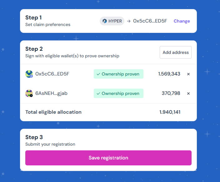 TukuDeFi's tweet photo. Checker de Hyperlane: https://t.co/cFOtddRd3h

1.940 $HYPER por aquí.

- 7,5% del supply para el airdrop incial.
- Las transacciones en Cosmos las han contado en la wallet EVM.
- El airdrop se podrá reclamar el 20 de Abril, en forma de HYPER o stHYPER (staking liquido).
- Seguirán dando airdrops cada 3 meses, según las transacciones que hagáis en Hyperlane.

Yo lo que he hecho ha sido conectar todas mis wallets y hacer el claim en Arbitrum en el token HYPER.

Importante: Tenéis que registraros antes del 13 de Abril para poder reclamar el airdrop!