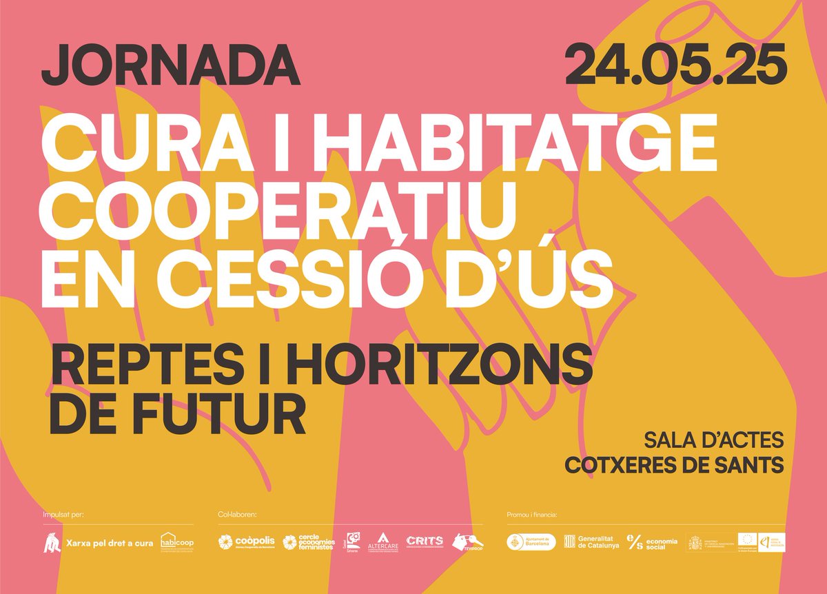 Xarxa pel Dret a Cura (@dretacura) on Twitter photo El proper dissabte 24 de Maig <a href="/DRETaCURA/">Xarxa pel Dret a Cura</a> i <a href="/Habicoop_FCHC/">Habicoop (FCHC)</a> organitzem una jornada sobre cura i habitatge cooperatiu en cessió d'ús! 💜
📆Guarda't la data!
24/05/25
9h a 14h30
A <a href="/CotxeresCasinet/">Casinet-Cotxeres</a> de BCN!
Info i inscripcions: dretacura.bcn.coop/events/jornada… El proper dissabte 24 de Maig <a href="/DRETaCURA/">Xarxa pel Dret a Cura</a> i <a href="/Habicoop_FCHC/">Habicoop (FCHC)</a> organitzem una jornada sobre cura i habitatge cooperatiu en cessió d'ús! 💜
📆Guarda't la data!
24/05/25
9h a 14h30
A <a href="/CotxeresCasinet/">Casinet-Cotxeres</a> de BCN!
Info i inscripcions: dretacura.bcn.coop/events/jornada…