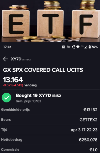 H_F_H_J_'s tweet photo. Bought another 19 shares of XY7D ( $XYLP )  today.    This ETF can be found on #Getquin under the ticker $XYLP . 
 I currently own 106 shares, these shares give me +-  €143 dividend per year.  
#dividend #invest #dividends #ETF $XYLP #getquin #stockmarketcrash #stockmarketcrash https://t.co/h6PoR0826S