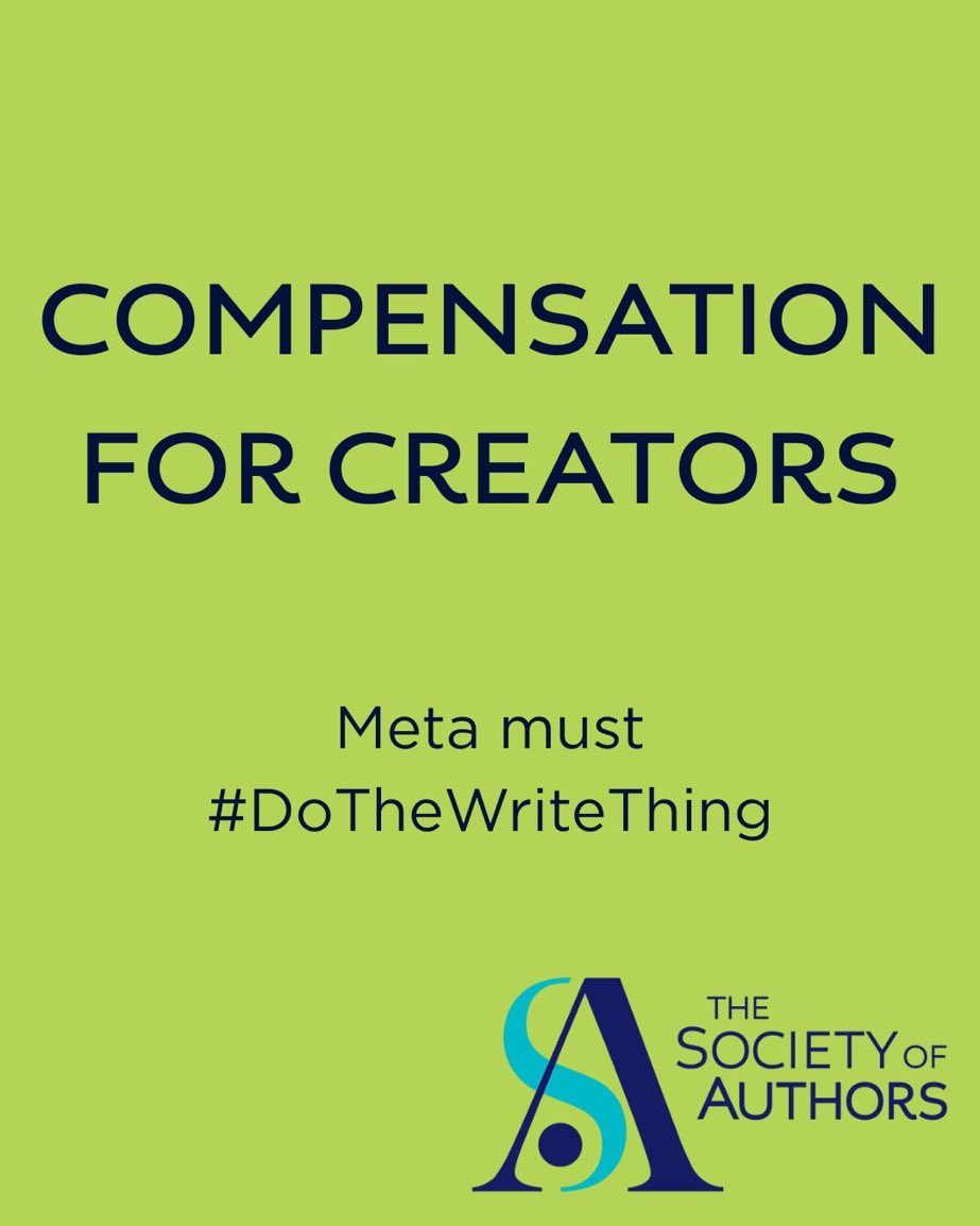 Meta’s scraping of pirated books to train its AI is an unprecedented attack on our copyright laws. Consent and compensation shouldn’t be optional, and with the average author in the UK making £7k a year, stand with authors and the SOA to protest this theft.

#DoTheWriteThing #SOA