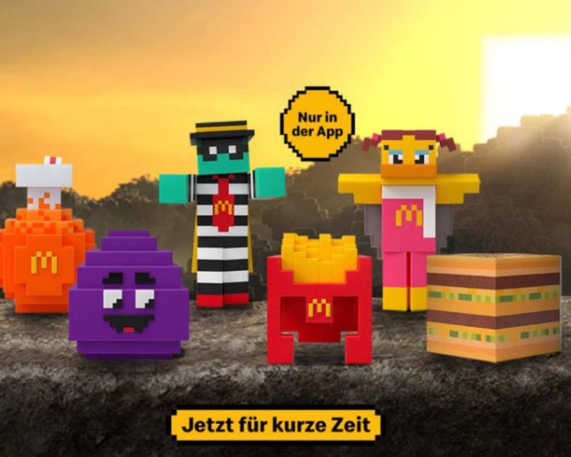 Mc Donalds hat Minecraft Sachen jetzt auch in Deutschland! Hahahaha wie scheise die aussehen… 

(will trotzdem eins haben… welches soll ich nehmen?)