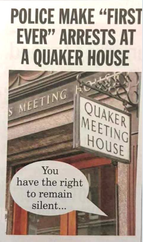 QuakerEmma's tweet image. Quakers are kicking ourselves we didn’t think of this joke. Bravo to Private Eye. LOL
“Right to remain silent”