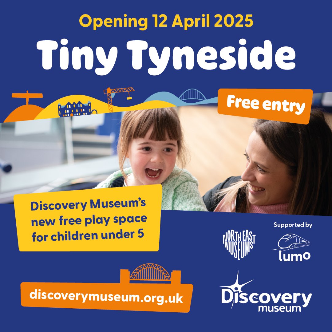 We have good news! Our new FREE play space for under 5s opens Saturday 12 April. 
Young children can explore and play around the themes of the museum with replica transport, inventions &amp;  bridges. 
Tiny Tyneside is supported by Discovery Museum's Early Years partner <a href="/LumoTravel/">Lumo</a>