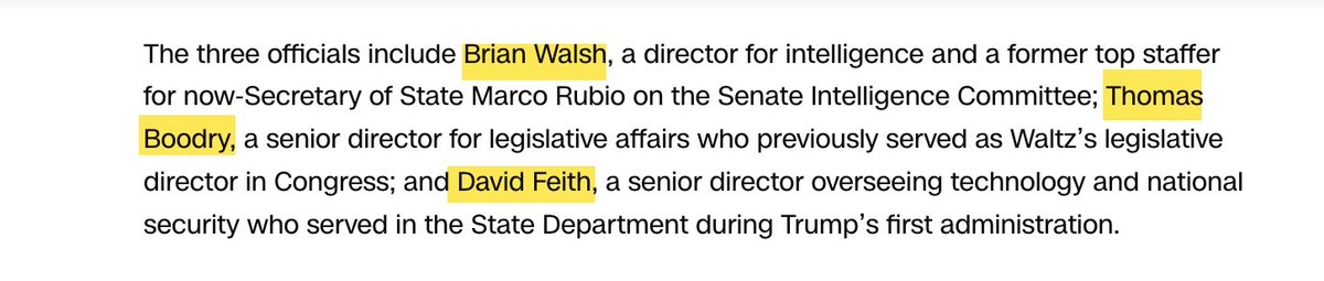 Wild: Laura Loomer got Trump to fire 3 pro-war members of the National Security Council: Daniel Feith, son of the Bush/Cheney über-neocon Douglas Feith; a long-time top foreign policy advisor to Marco Rubio, and another top adviser to Mike Waltz.  

cnn.com/2025/04/03/pol…