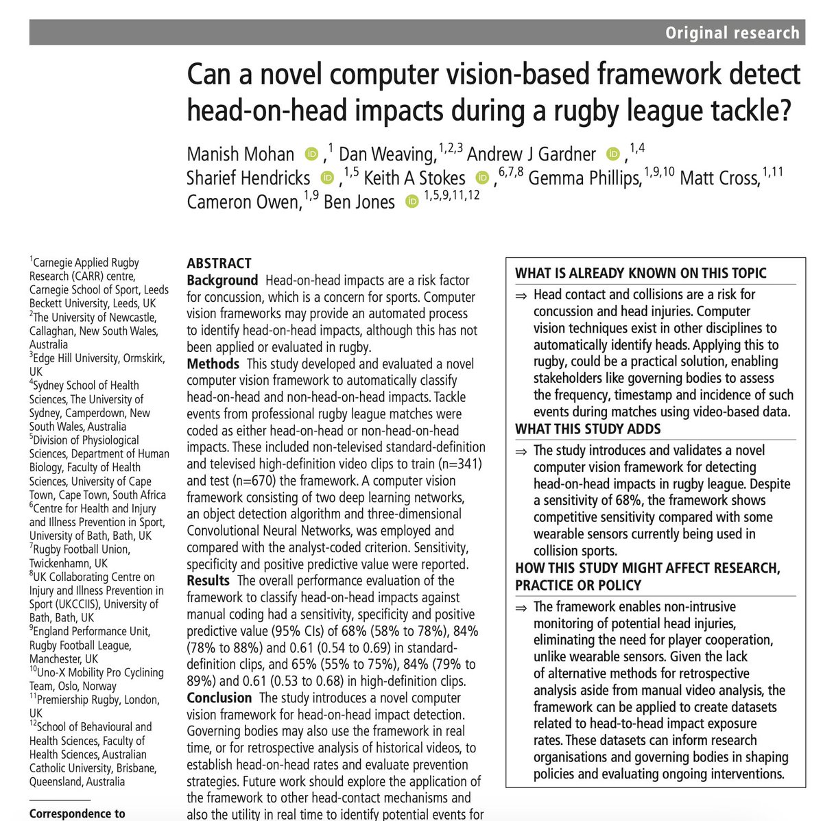 New Paper: Can a novel computer vision-based framework detect head-on-head impacts during a rugby league tackle? injuryprevention.bmj.com/content/early/… 🏉🔬