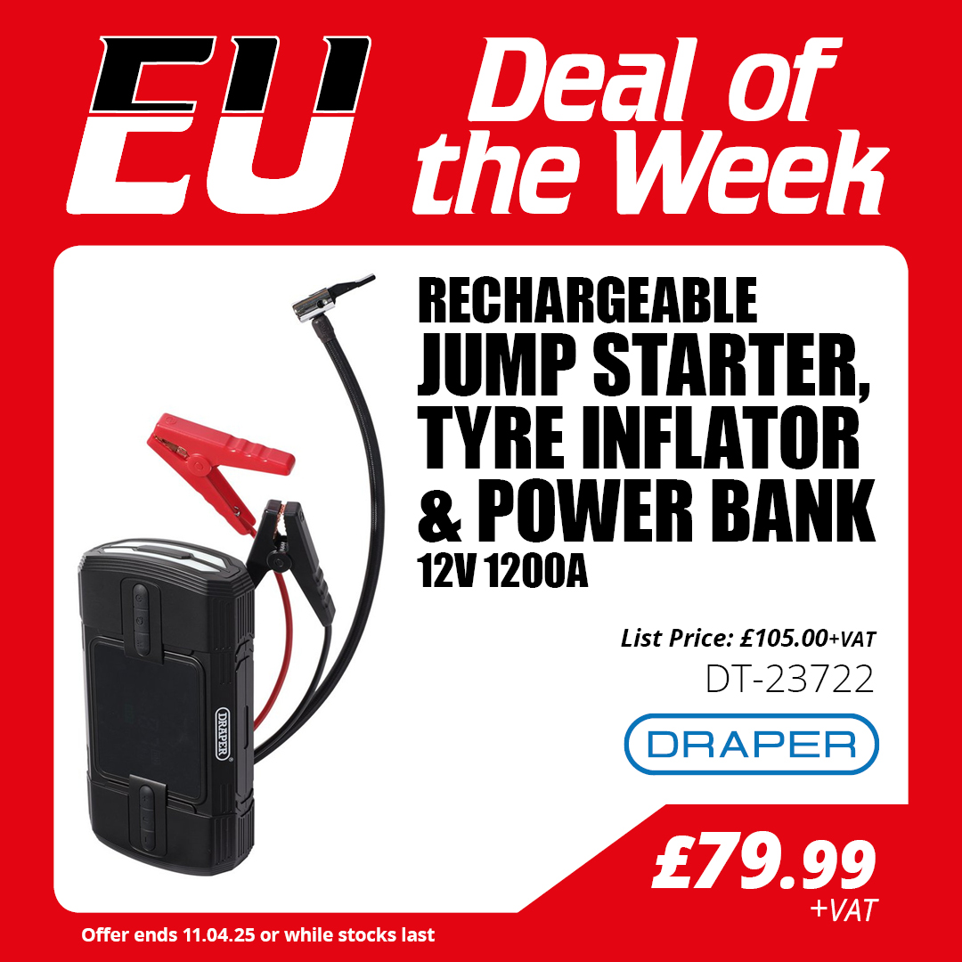 EULinco's tweet photo. For one week only get this rechargeable jump starter, tyre inflator and power bank for £79.99+VAT 🔋
Contact your local branch for more details: https://t.co/BcZRSKwqgb

Offer ends 11.04.2025 or while stocks last! Not valid at Linco branches. https://t.co/0olCMVgcXS
