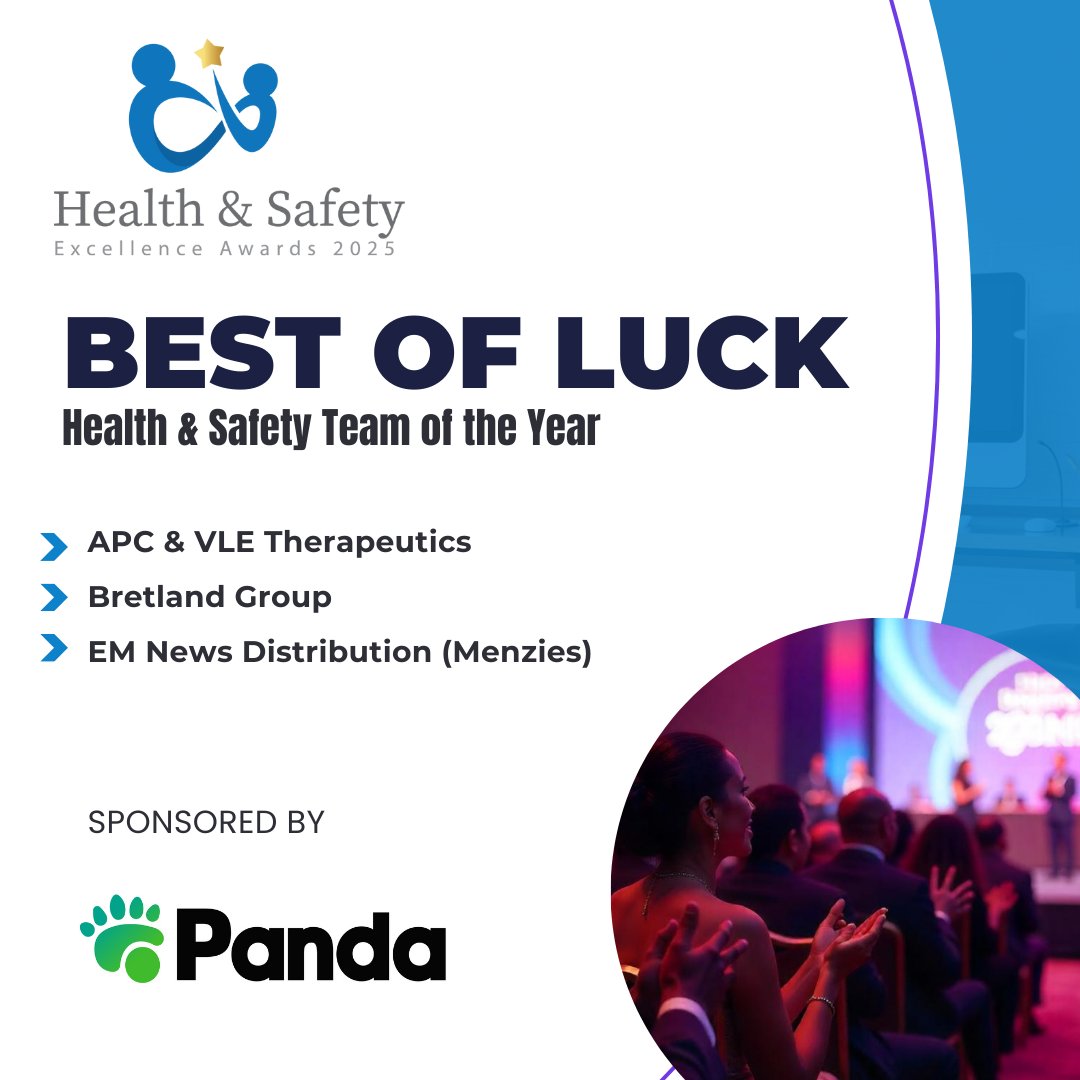 The team at Panda congratulates all the finalists of Health &amp; Safety Team of the Year! 🎉

They’re thrilled to celebrate with the industry’s best on April 17, 2025 at Crowne Plaza Hotel, Santry. 🏆✨

#HSAwardsIRL