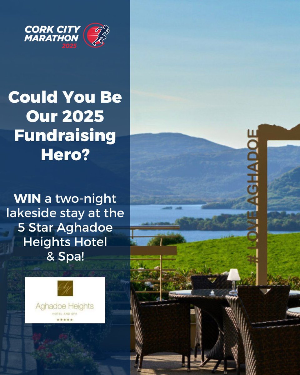 Thank you to everyone who is fundraising for local charities this year! To keep you motivated, this year’s top fundraiser will win a two-night stay in a lakeside room at the Aghadoe Heights Hotel &amp; Spa in Killarney! Plus, the top 10 fundraisers each receive free entry to 2026!