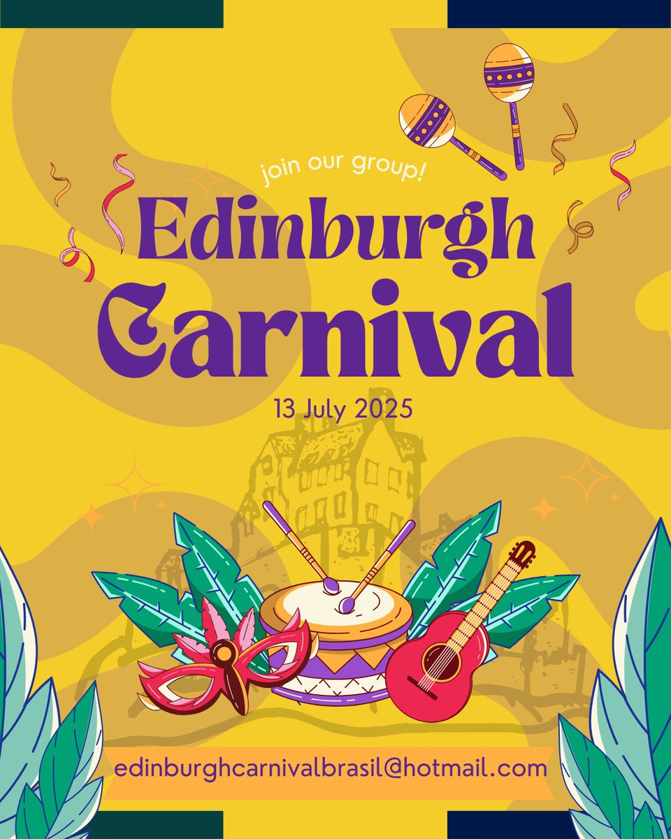 CGEdimburgo (@cgedimburgo) on Twitter photo Venha trazer a energia vibrante do Brasil para o Carnaval de Edimburgo! Estamos procurando pessoas animadas para se juntar ao nosso grupo e celebrar com música, dança e alegria. Se você tem interesse, envie um email para Renata em edinburghcarnivalbrasil@hotmail.com e participe! Venha trazer a energia vibrante do Brasil para o Carnaval de Edimburgo! Estamos procurando pessoas animadas para se juntar ao nosso grupo e celebrar com música, dança e alegria. Se você tem interesse, envie um email para Renata em edinburghcarnivalbrasil@hotmail.com e participe!