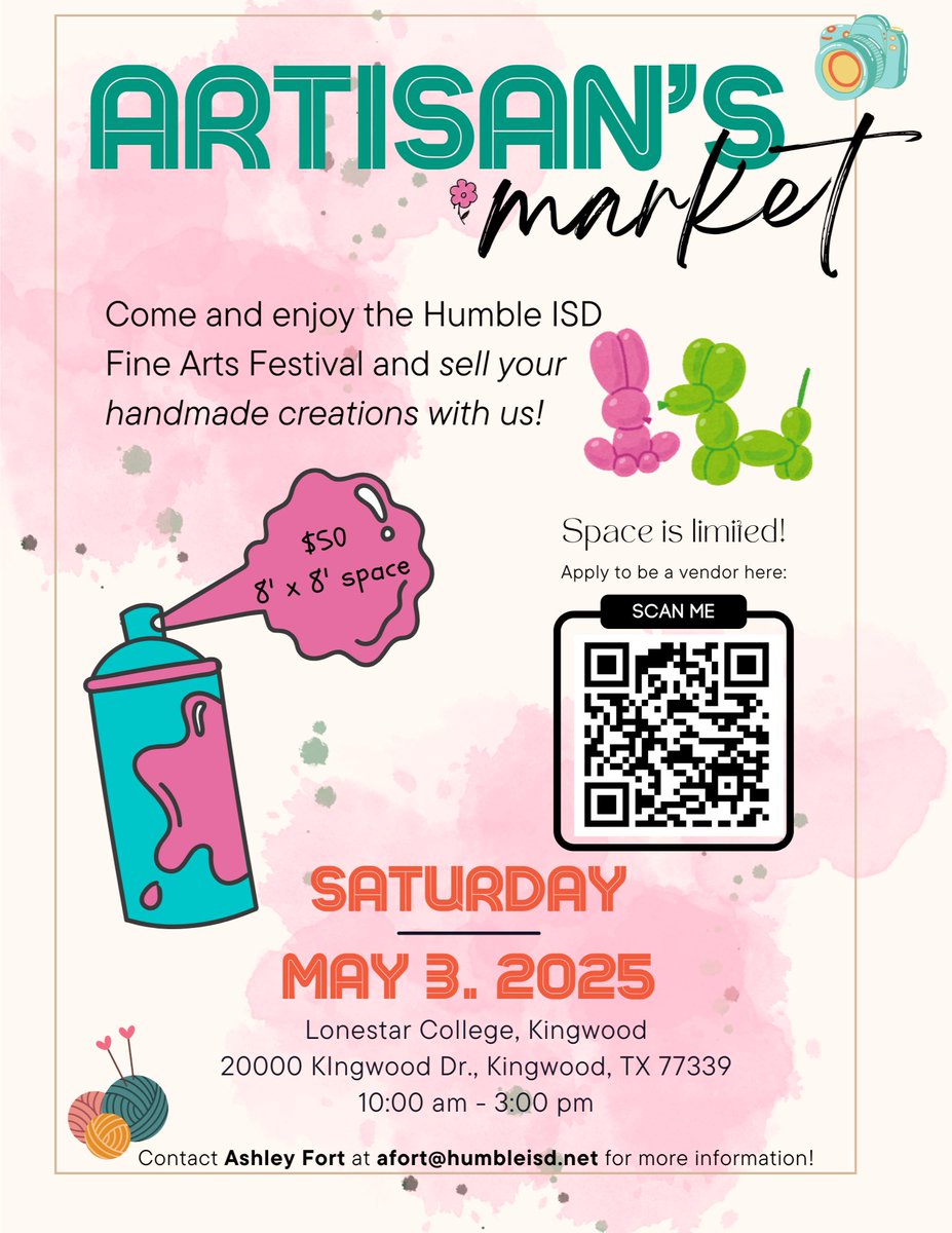 Ashley Fort (@afort_wpeart) on Twitter photo We’re looking for creators who want to sell their handmade goods and items at the Humble ISD 2025 Fine Arts Festival Artisan Market! Sign up now to reserve your spot! forms.gle/mk6vVBoNwYpV9z…
<a href="/HumbleISD/">Humble ISD</a> <a href="/VisualArtHumble/">Humble ISD Visual Arts</a> <a href="/HumbleISD_Arts/">Humble ISD Fine Arts</a> We’re looking for creators who want to sell their handmade goods and items at the Humble ISD 2025 Fine Arts Festival Artisan Market! Sign up now to reserve your spot! forms.gle/mk6vVBoNwYpV9z…
<a href="/HumbleISD/">Humble ISD</a> <a href="/VisualArtHumble/">Humble ISD Visual Arts</a> <a href="/HumbleISD_Arts/">Humble ISD Fine Arts</a>