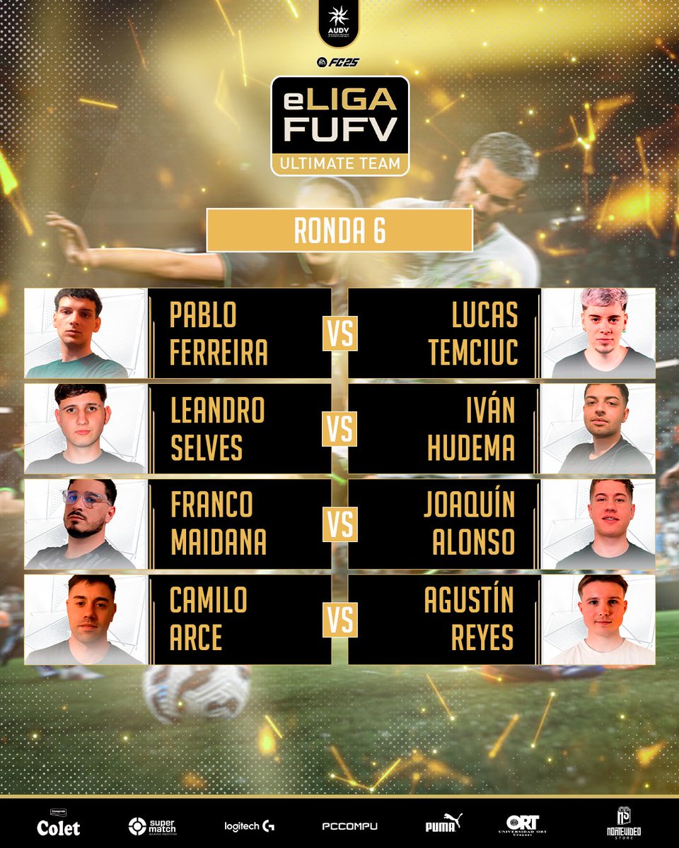 Asociación Uruguaya de Deportes Virtuales (@audvesports) on Twitter photo Cierre de fase suiza con fechas 6 y 7 #eLigaFUFVUT presentada por #Colet #FC25
Ronda 6⃣
<a href="/DGB00070/">DGB0007</a> 🆚 <a href="/EmitoUyDz/">Emito</a>
<a href="/rrodriggoll/">Rodrigol</a> 🆚 <a href="/TinchoRey7/">TinchoRey7</a>
<a href="/cricricri14UYUT/">Cristian Menendez 🇺🇾⚽️🇳🇱</a> 🆚 <a href="/andibosdandjian/">Andrés Bosdandjián (androide)</a>
<a href="/FacuMnda/">FacuGutierrez05</a> 🆚 <a href="/DiegoEscobar_3/">Diego Escobar</a>
<a href="/totafd02/">Totafd02</a> 🆚 <a href="/InFiniteI9I/">InFinite I9I</a>
<a href="/Leaselves03/">Lea🇳🇱</a> 🆚 <a href="/barriolatejaa/">barriolt</a> Cierre de fase suiza con fechas 6 y 7 #eLigaFUFVUT presentada por #Colet #FC25
Ronda 6⃣
<a href="/DGB00070/">DGB0007</a> 🆚 <a href="/EmitoUyDz/">Emito</a>
<a href="/rrodriggoll/">Rodrigol</a> 🆚 <a href="/TinchoRey7/">TinchoRey7</a>
<a href="/cricricri14UYUT/">Cristian Menendez 🇺🇾⚽️🇳🇱</a> 🆚 <a href="/andibosdandjian/">Andrés Bosdandjián (androide)</a>
<a href="/FacuMnda/">FacuGutierrez05</a> 🆚 <a href="/DiegoEscobar_3/">Diego Escobar</a>
<a href="/totafd02/">Totafd02</a> 🆚 <a href="/InFiniteI9I/">InFinite I9I</a>
<a href="/Leaselves03/">Lea🇳🇱</a> 🆚 <a href="/barriolatejaa/">barriolt</a>