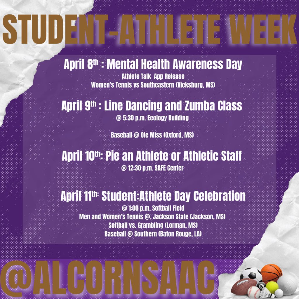 🎉🏆 Student-Athlete Week is here, Braves! 🏆🎉

Join us as we celebrate our incredible student-athletes with a week full of fun, competition, and wellness! 💜💛

We’re inviting ALL student-athletes and coaches to come out, participate, and enjoy this special week!