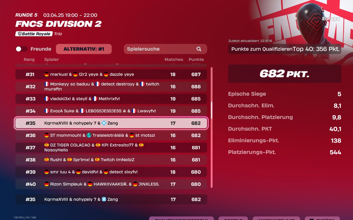 qualed div 1 first cup of the season
