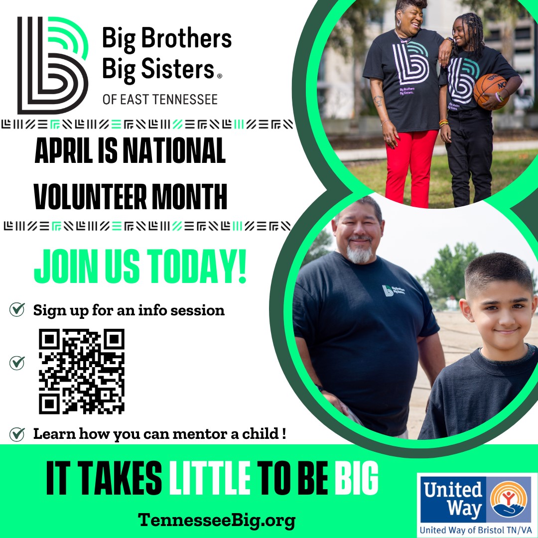 We support Big Brothers/Big Sisters of East Tennessee as they are part of our EnVision Center network.  Consider volunteering with them by mentoring a child!