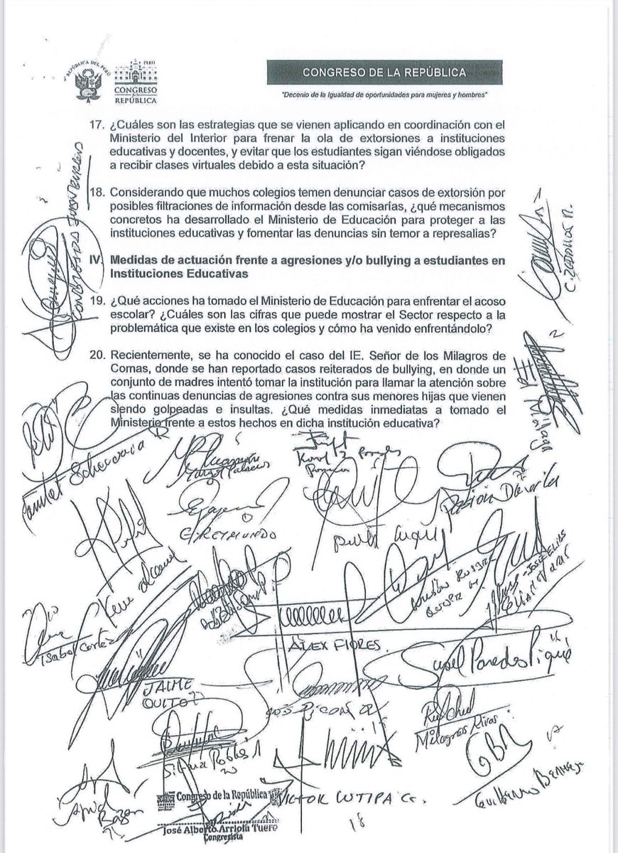 🔴 #LOÚLTIMO | Con 24 firmas presentan moción de interpelación contra el ministro de Educación, Morgan Quero. Piden que responda ante el Congreso por su gestión en en el sector.
