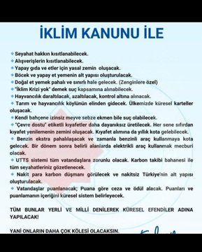 İklim kanunu haftaya yasalaşacak !  Sen de HAYIR de
#TehlikeGeliyor 
#iklimkanunuihanettir 
#iklimkanununahayır x.com/Kimsebilmesind…