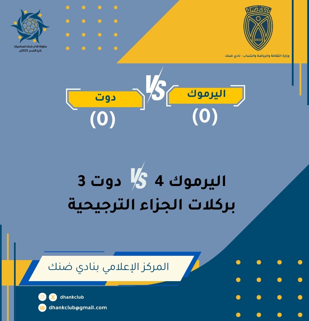 فريق اليرموك الرياضي بطلا لبطولة نادي ضنك لسداسيات كرة القدم ٢٠٢٥