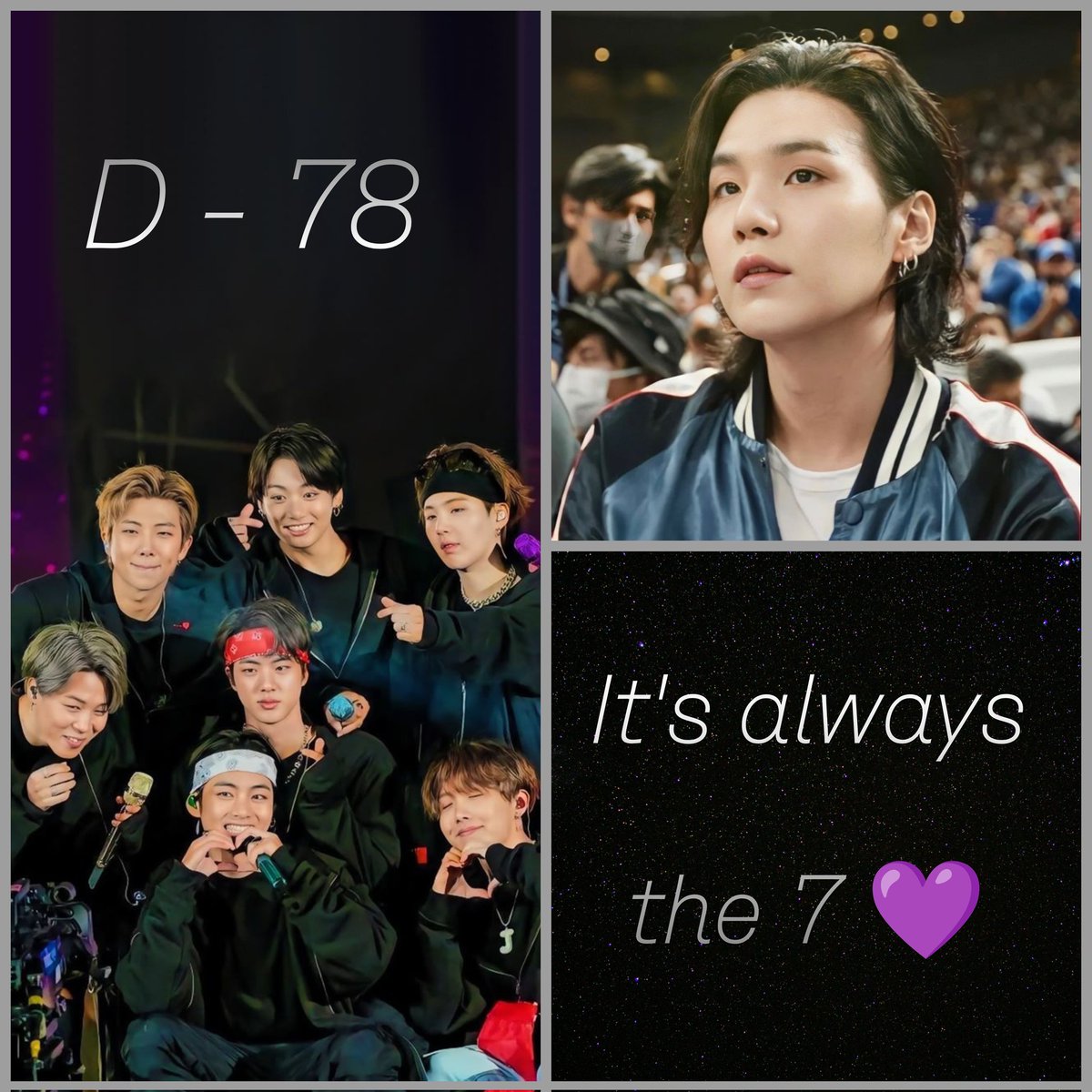 _callmeidol_'s tweet photo. D-78💜 Friday time is Yoongi time 💜 Idol is SOOO excited. Song had to do it. Nearly 77 days left until Yoongi is back. 🥳🥰 It's always the 7 💜 Nearly our countdown is over. Now we have just about 10 weeks left. 🔜 OT7 💜
#SevenDays #TheWHALEproject @beyondthesongco https://t.co/UvQrltIAFt