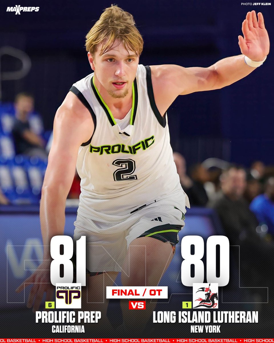 No. 6 Prolific Prep (CA) defeats No. 1 Long Island Lutheran (NY) in an overtime THRILLER at Chipotle Nationals.🏀🔥

Box score ⬇️
maxpreps.com/games/4-3-2025…