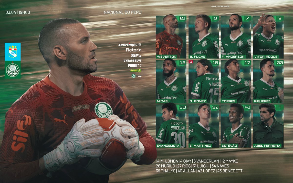O Palmeiras está escalado para o primeiro jogo da libertadores 2025.