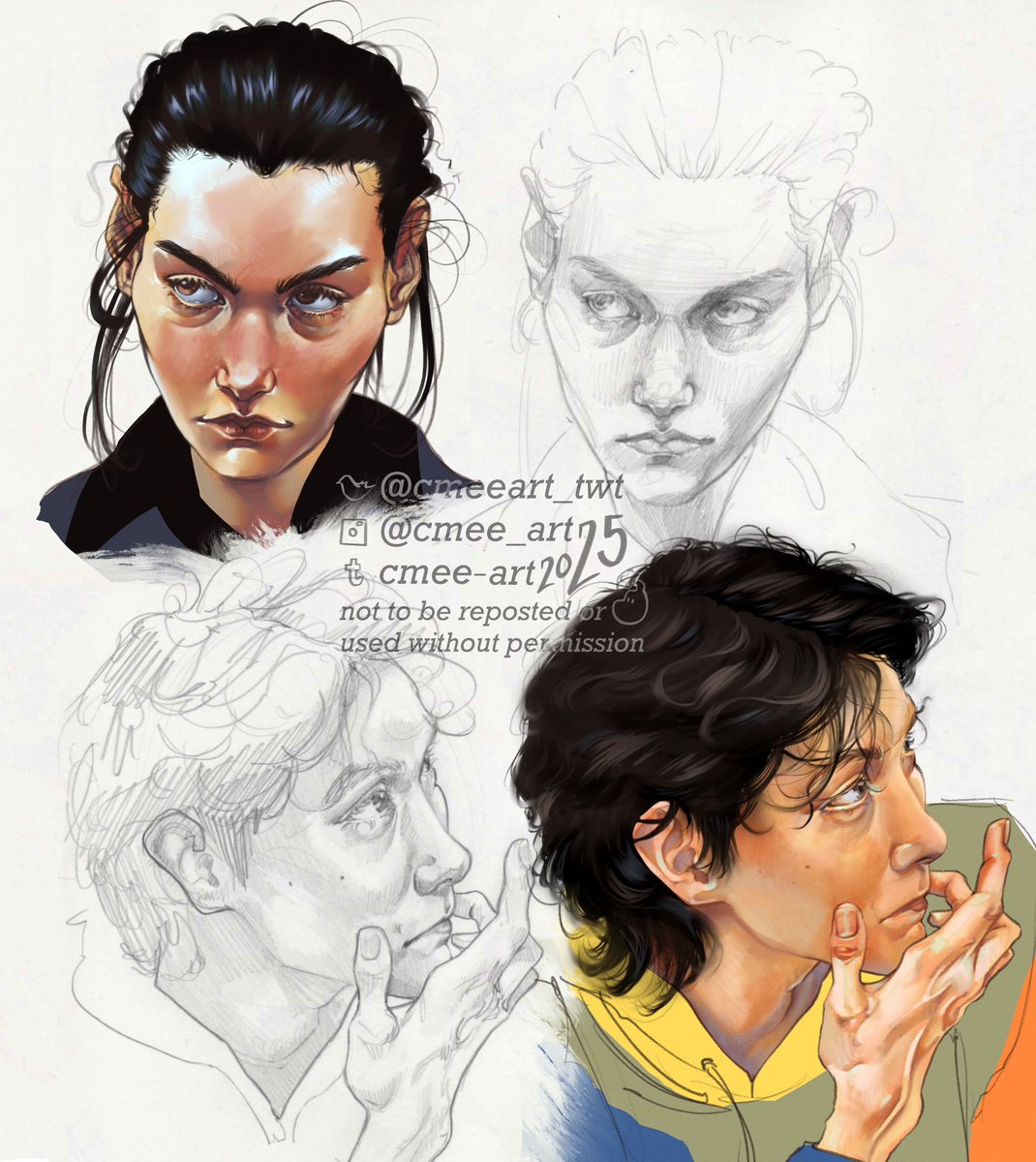 I forgot to share this! Sketchbook scan alongside my digital versions too!
#JHOPE #Fanart #art