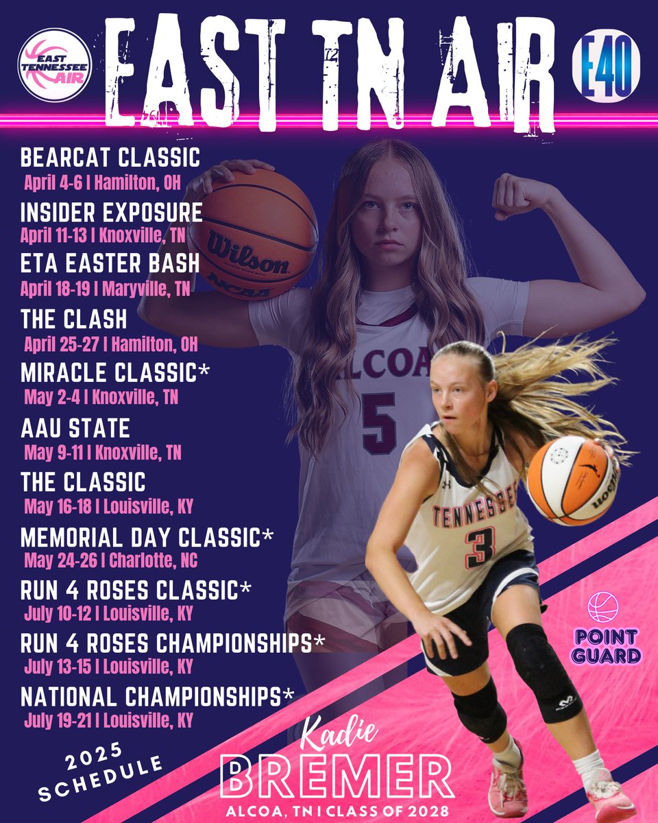 Kadie Bremer (@bremerkadie) on Twitter photo ๐Season loading!๐ฅ๐ฅ
I canโt wait to get on the court with my girls on <a href="/EastTNAir/">East TN Air (Campos)</a> 2028! Itโs going to be a fun season battling with some of the best ballers! ๐ by to check us out! #schedule2025 #Elite40 ๐Season loading!๐ฅ๐ฅ
I canโt wait to get on the court with my girls on <a href="/EastTNAir/">East TN Air (Campos)</a> 2028! Itโs going to be a fun season battling with some of the best ballers! ๐ by to check us out! #schedule2025 #Elite40