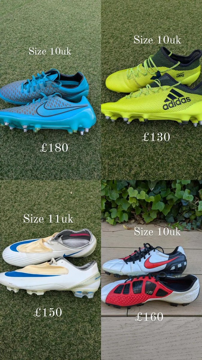 Selling some old school boots that I have found in the cupboard!! Happy to negotiate the price on some of them! Let me know if you are interested 🤟🏻⚽