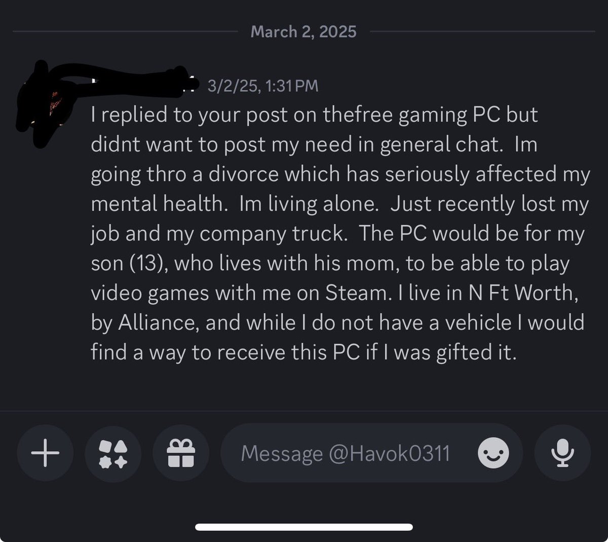 Unfortunately, today I found out that a Marine Veteran in <a href="/RegimentGG/">REGIMENT 🇺🇸</a> lost the battle to his demons and took his life. 

He sent me this DM a month ago, and I feel absolutely terrible that I missed it and it got lost between the hundreds of spam DM’s I get on Discord…

REGIMENT