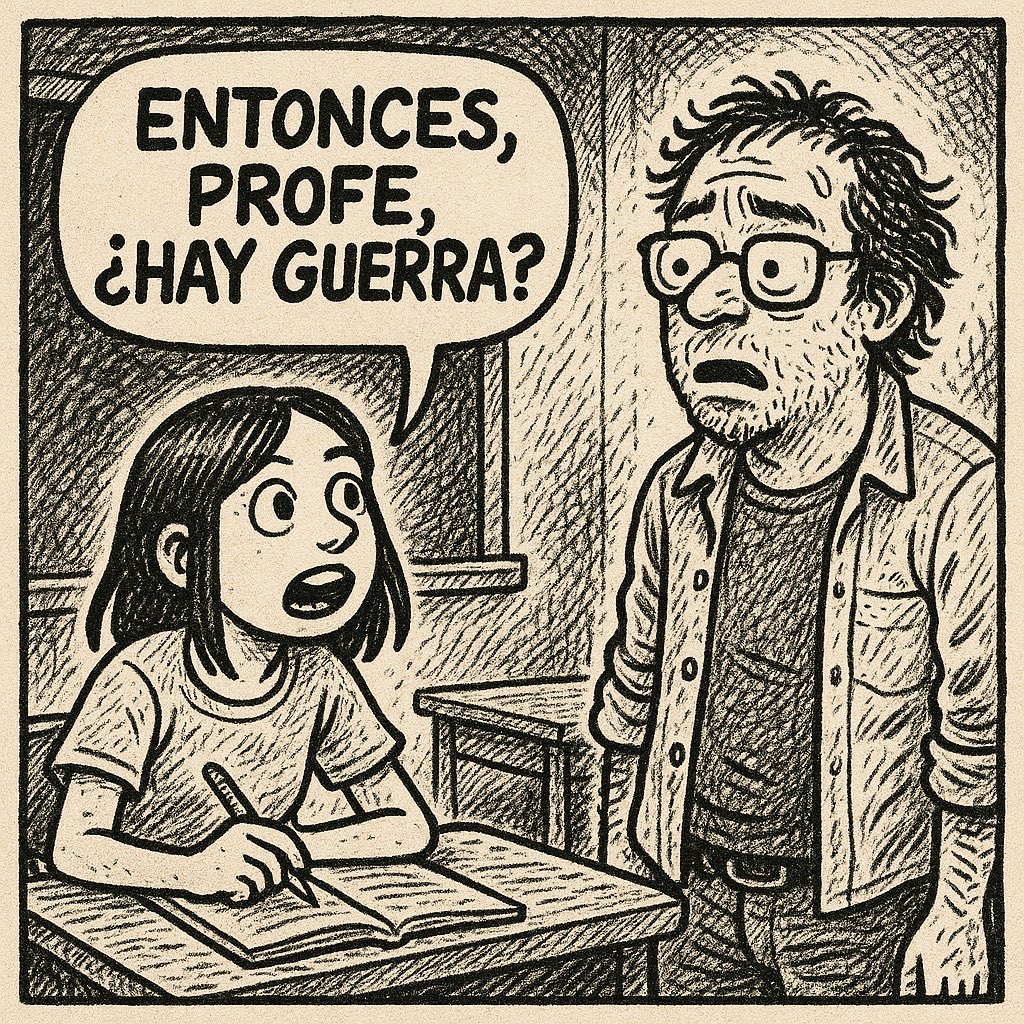 Hoy una alumna de la ESO me ha preguntado esto mismo que puedes leer en la viñeta de abajo (que amablemente me ha generado una IA)... Prosigo mi relato más abajo >>>